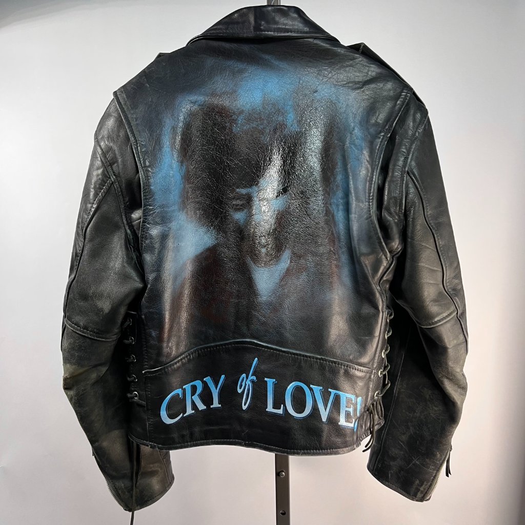 Vtg Black Leather Moto Jacket Airbrushed Jimi Hendrix Album Cry Of Love 40 As Is